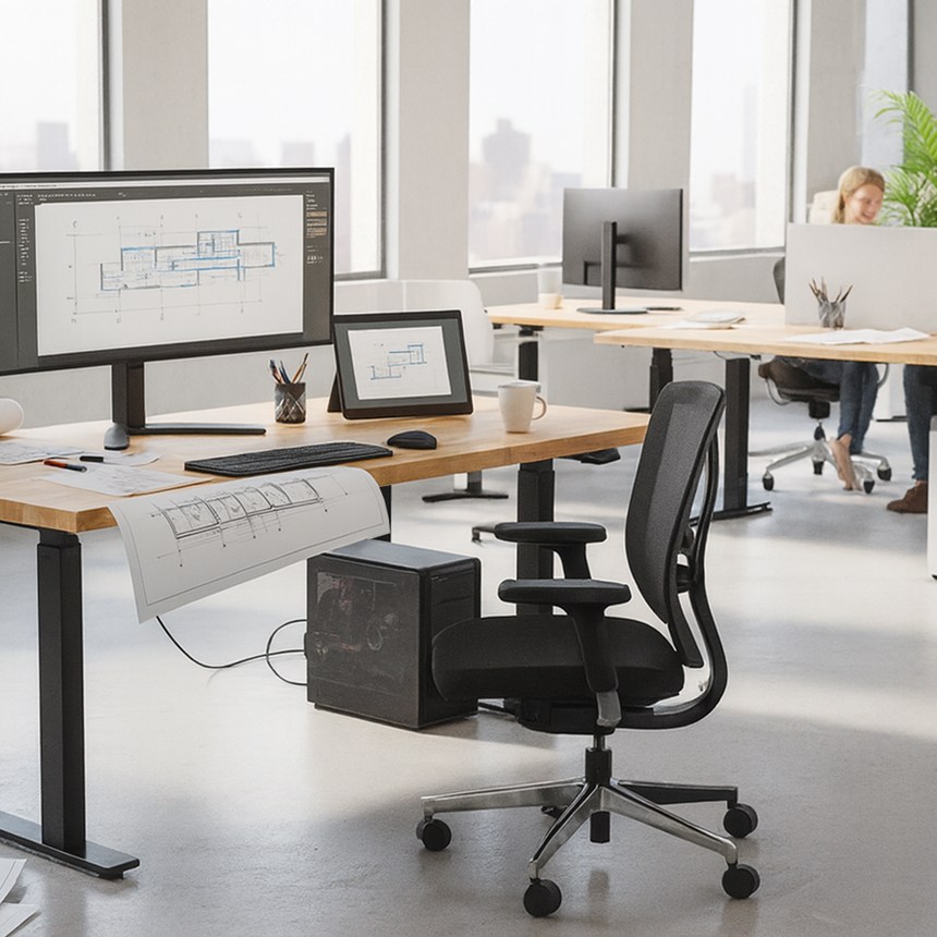 에렉투스 하드우드 원목상판 리낙 쿼드 모션데스크 오크 2400x1000x45 프리미엄 4,576,000원