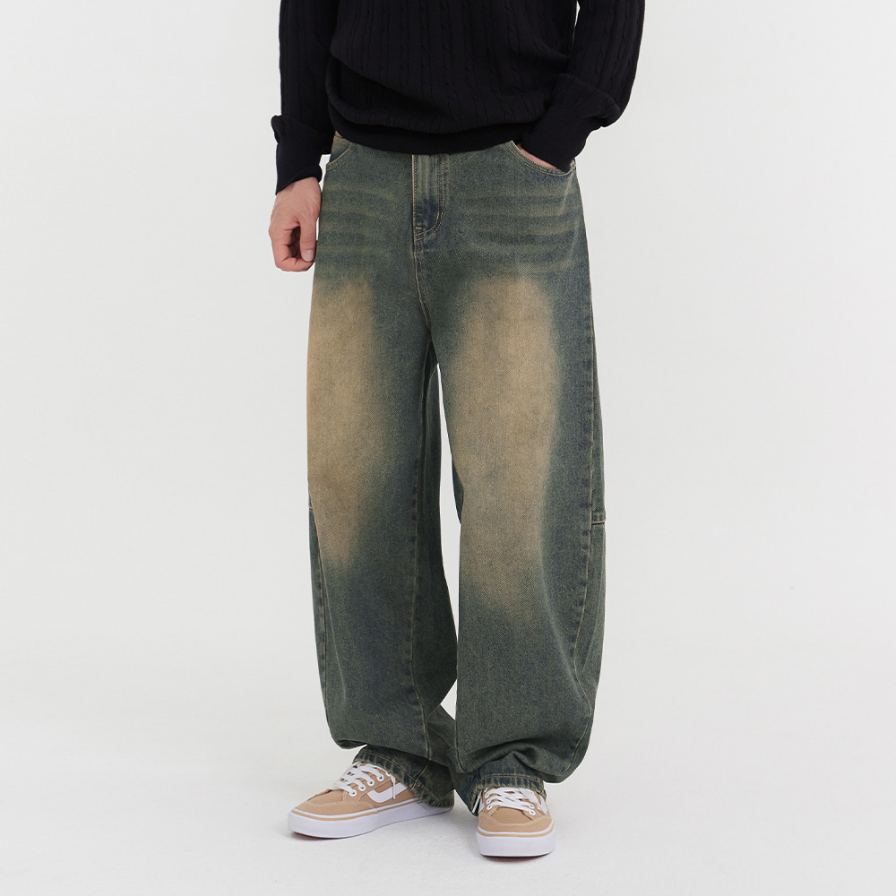 클로니아 트렌디 무릎 절개 벌룬 와이드핏 청바지 남여공용 (구제틴) EU7M75 43,800원