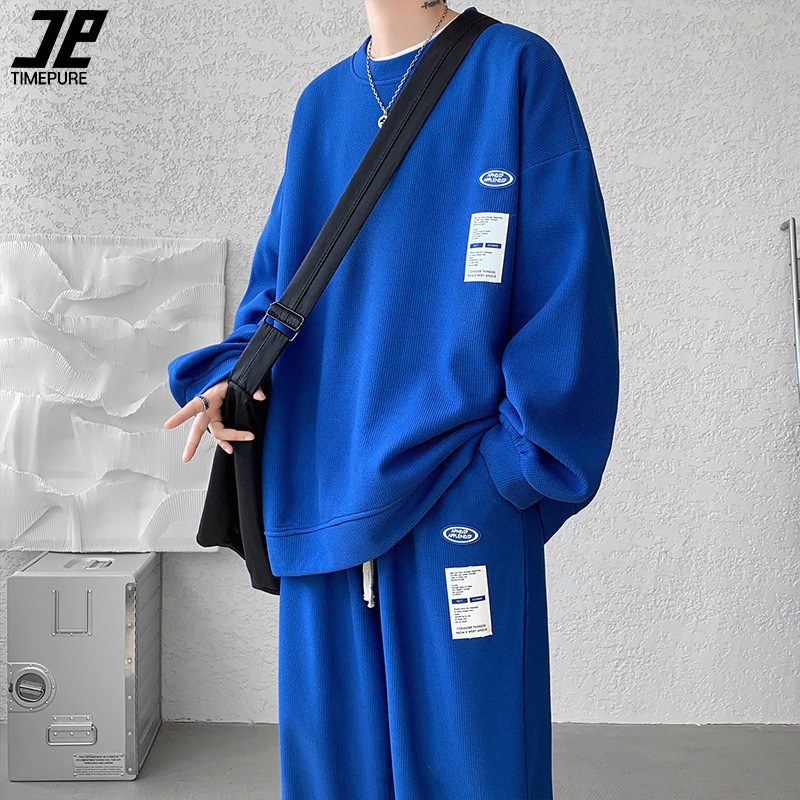 TIMEPURE 남성 빅사이즈 후드티+트레이닝팬츠 상하세트 와플무늬 캐주얼 트레이닝복 남성 후드티세트 32,880원