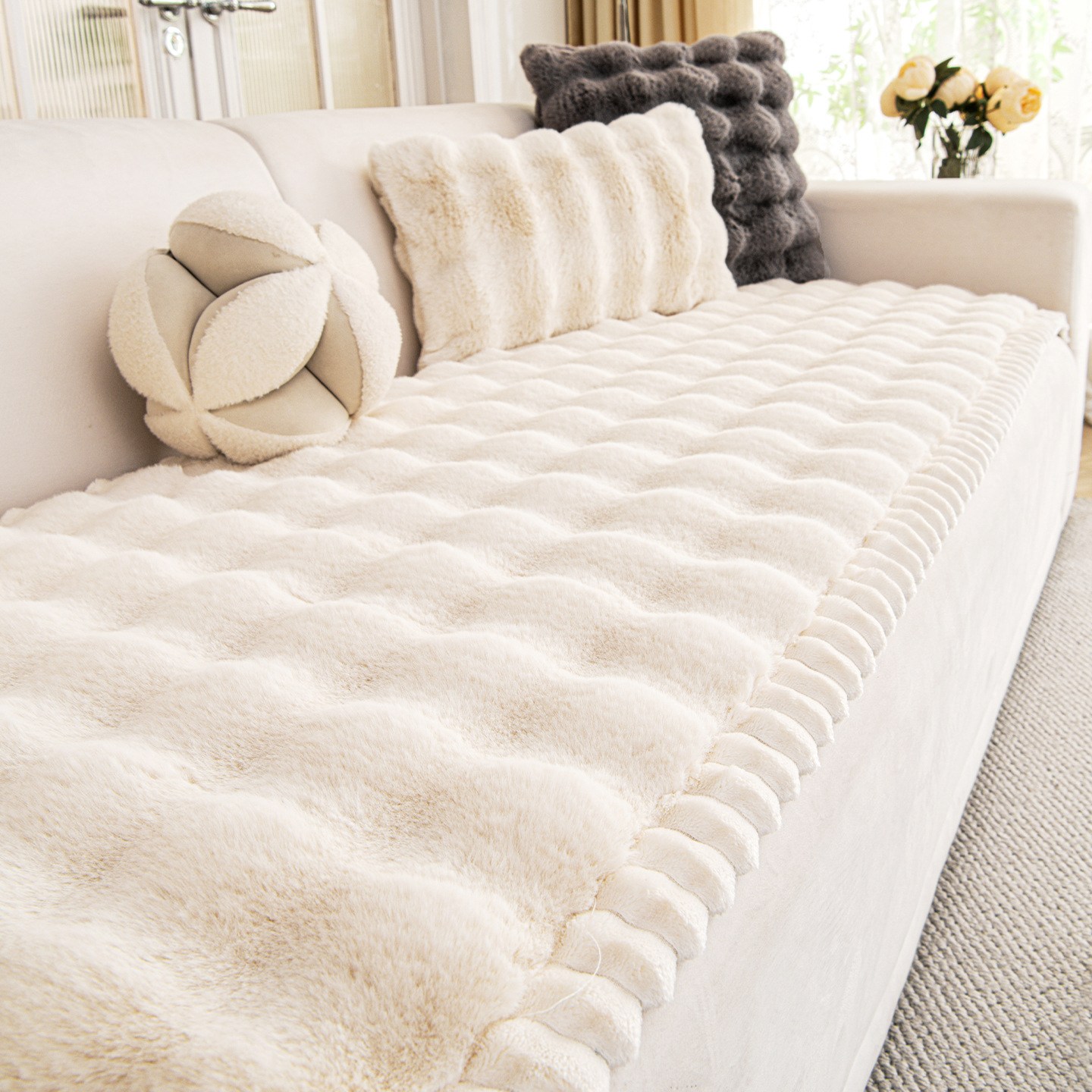 FEIFAN 겨울 미끄럼방지 초극세사 토끼털 소파패드 4인용 37,900원