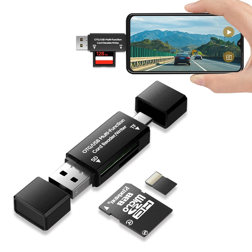 블랙박스 메모리 C타입 USB sd카드 TF 멀티 카드 리더기, 메모리카드리더기 블랙 5,600원