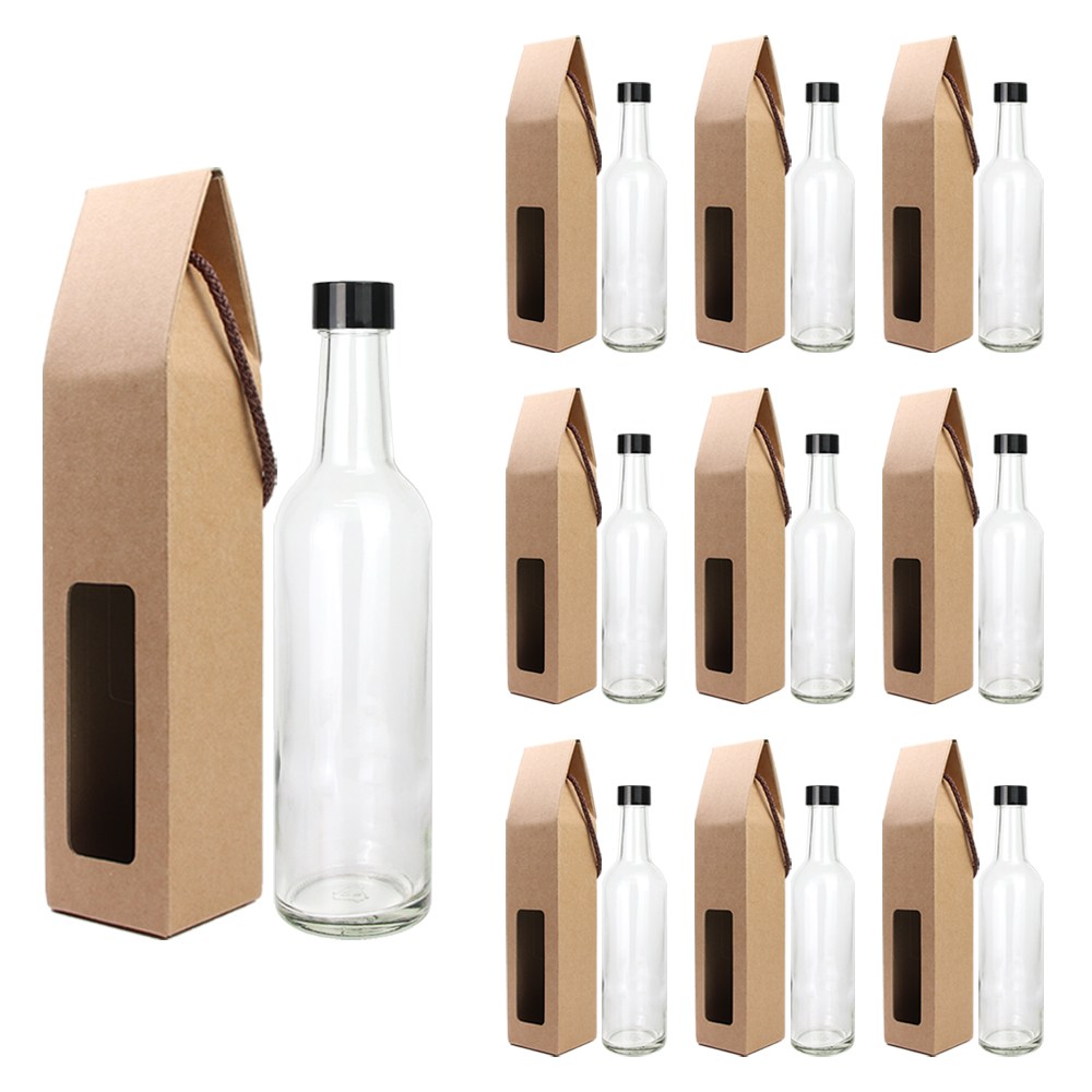 가인글로벌 와인병375 투명병 + 스탬핑 숏캡 블랙 + 박스포장, 10개, 375ml 25,200원