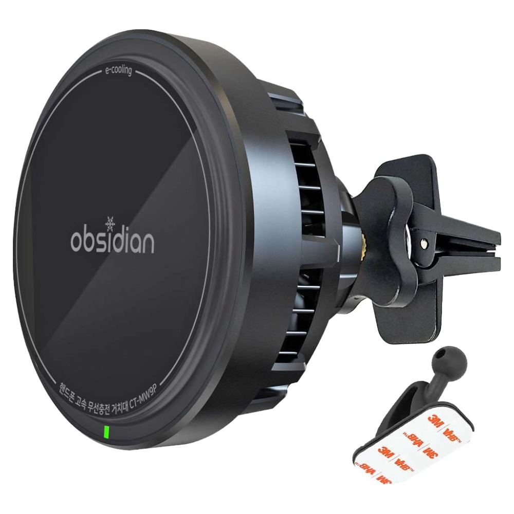 옵시디언 차량용 QI2 e쿨링 핸드폰 고속 무선충전 거치대, 블랙, CT-MW9P 47,200원