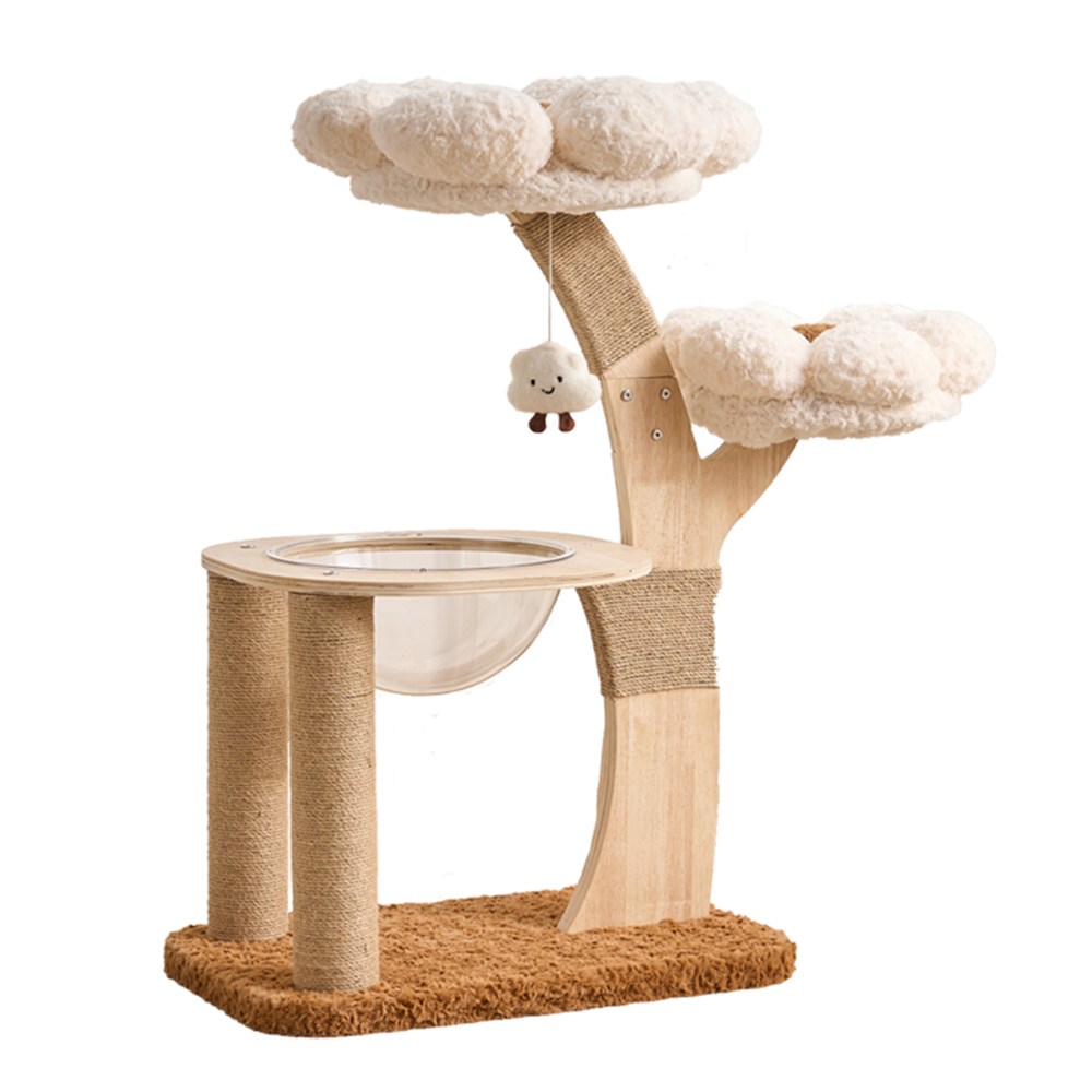 펫인꼬 구름 원목 캣타워 투명 해먹 포함 튼튼한 스크래쳐 감성 인테리어 고양이 놀이터 86,000원