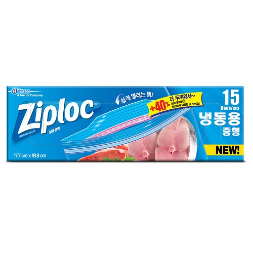 지퍼락 그립앤실 지퍼백 냉동용, 중(M), 15개입, 1개 4,000원