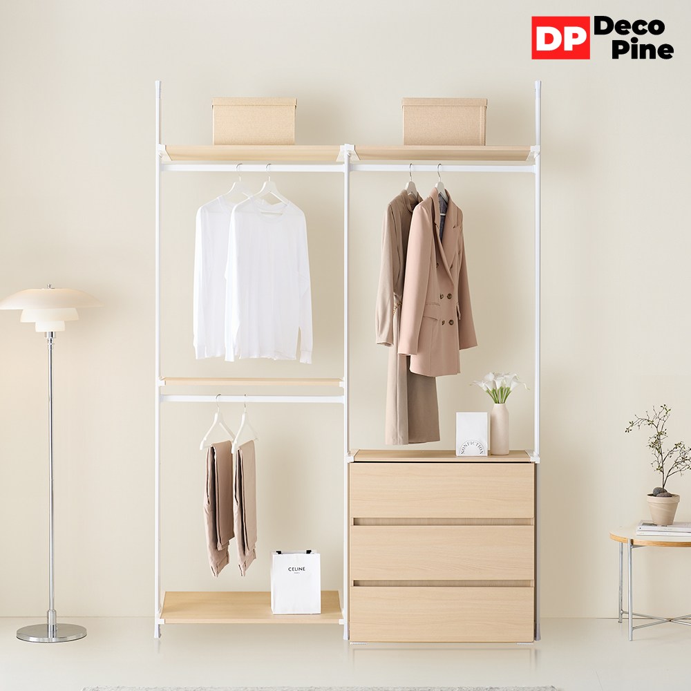 데코파인 모노 시스템 행거 1600 N세트 옷장 3단서랍 드레스룸 199,000원