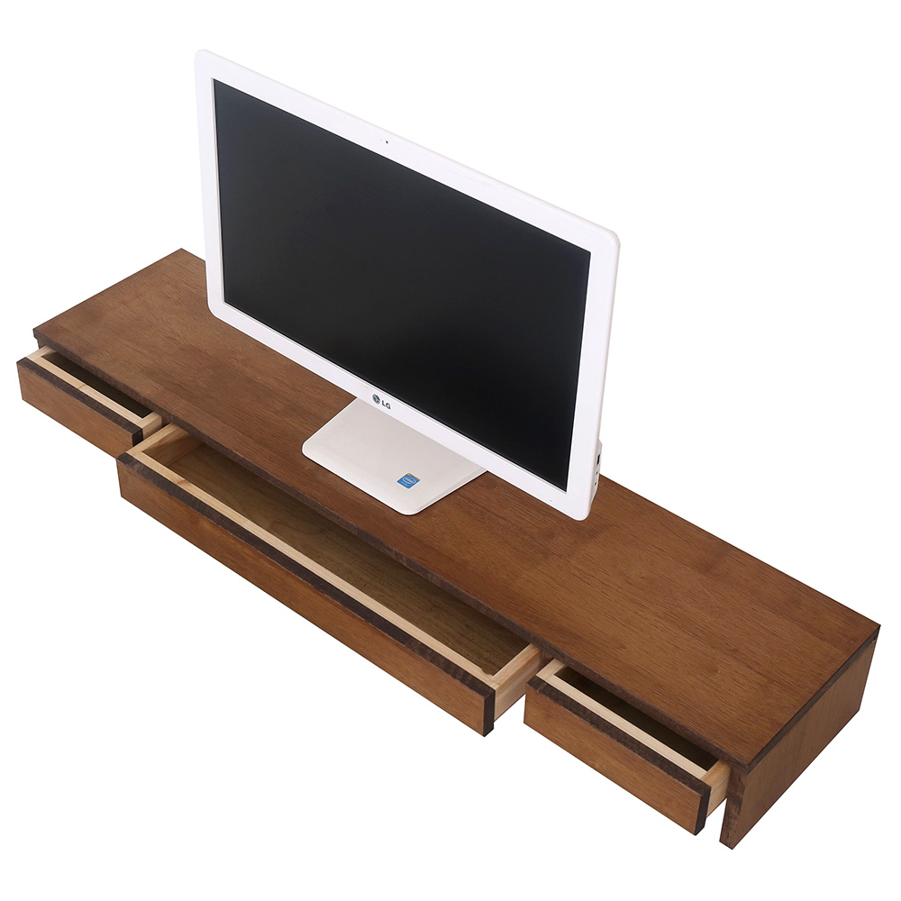 어반데코 모니터받침대 WA1000 3서랍 고무나무 원목 듀얼모니터받침대, 1개 63,800원