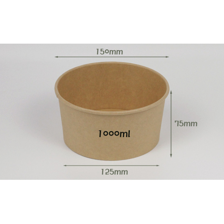크라프트 원형 종이용기 1000cc 300개 뚜껑별도 32,160원