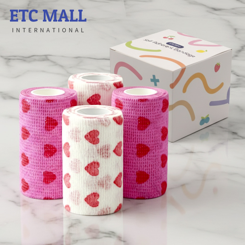 이티씨몰 자가점착 밴드 10cm 압박붕대 패턴 하트 2종 하트 화이트 하트 핑크 3+1, 1개 14,900원