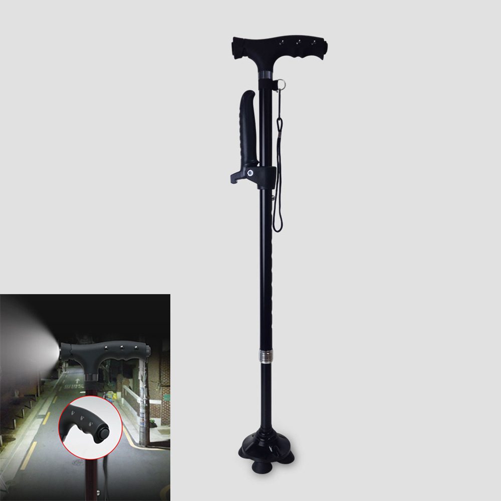 실버양품 안전기준적합 LED 사발지팡이 노인 어르신 할머니 할아버지 지팡이 보행보조 네발지팡이, 1개, 블랙 29,900원