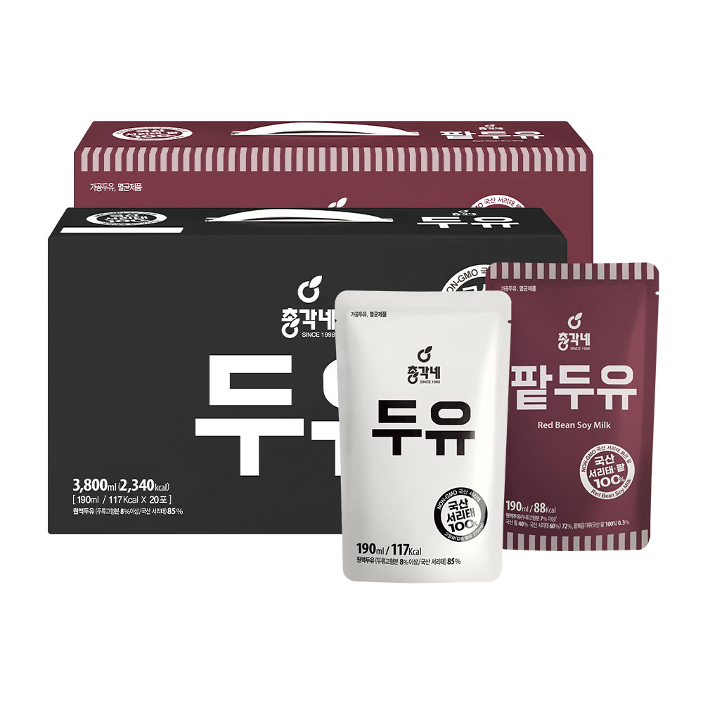 총각네 담백두유 20포 + 팥두유 15포, 1세트, 6.65L 55,000원