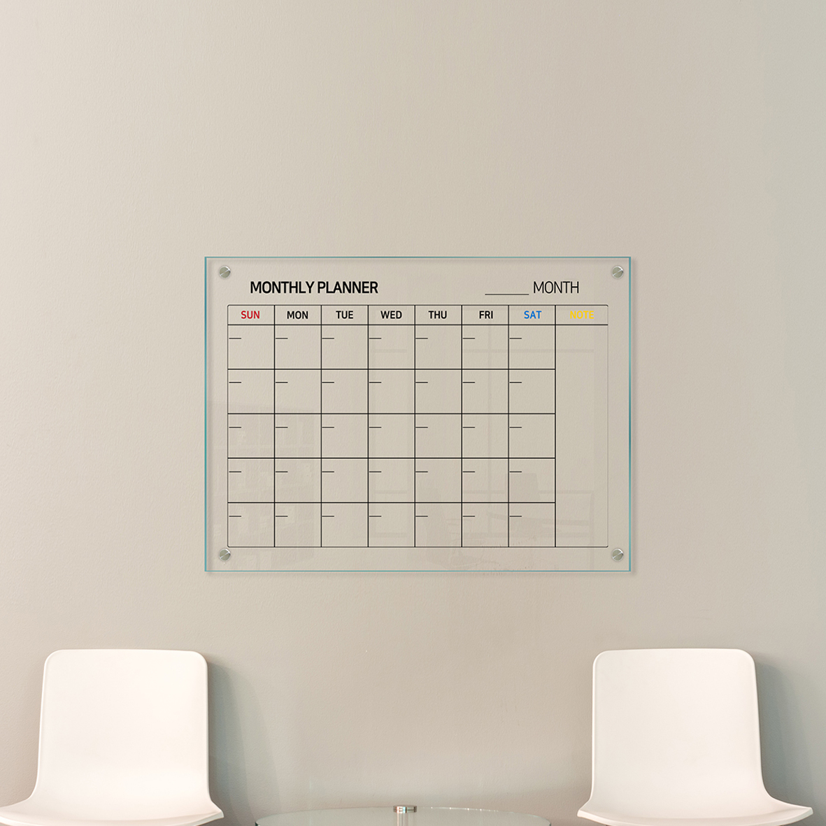 마이보드 다보형 투명유리칠판 스케줄표 투명 + 고급형 투명 펜받침대 세트, 강화유리 89,000원