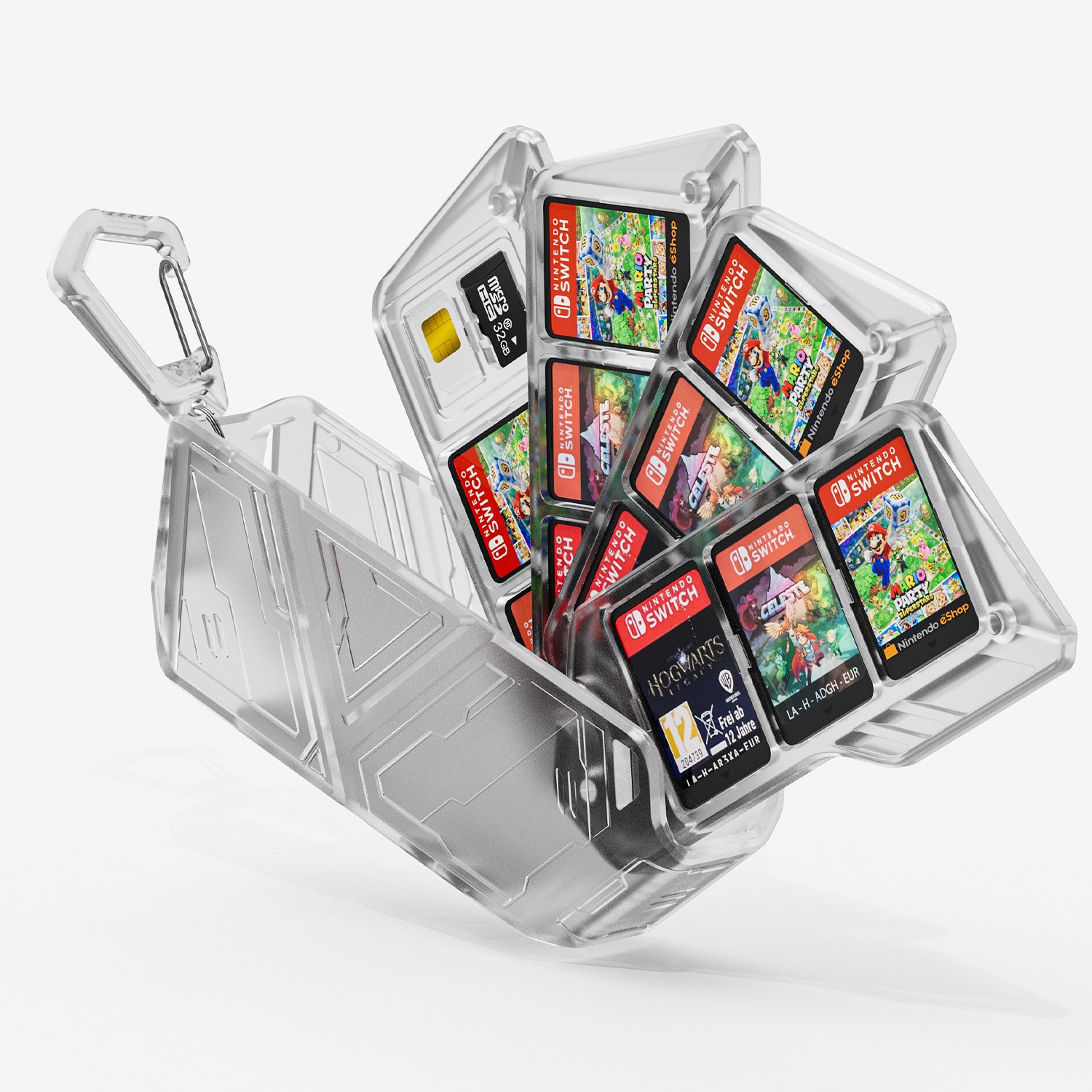 닌텐도 스위치 게임 카드를 위한 12개용 게임 카드 케이스 홀더, 휴대용 정교한 보호 하드 케이스, 4단 회전식 홀더 포함 (닌텐도 스위치 2/스위치/스위치 OLED/라이트 호환), 1개, 맑다, 닌텐도 스위치용 게임 카드 케이스 17,900원