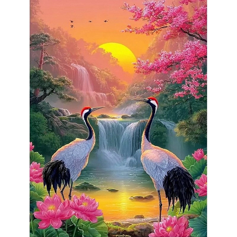 뉴타임즈 보석 자수 캔버스 타입 40X50cm 액자 포함 다이아몬드 그림 홈 인테리어 수공예 애호가 풍경화 동식물 특별한 선물, 1개, 두루미 00407 19,000원