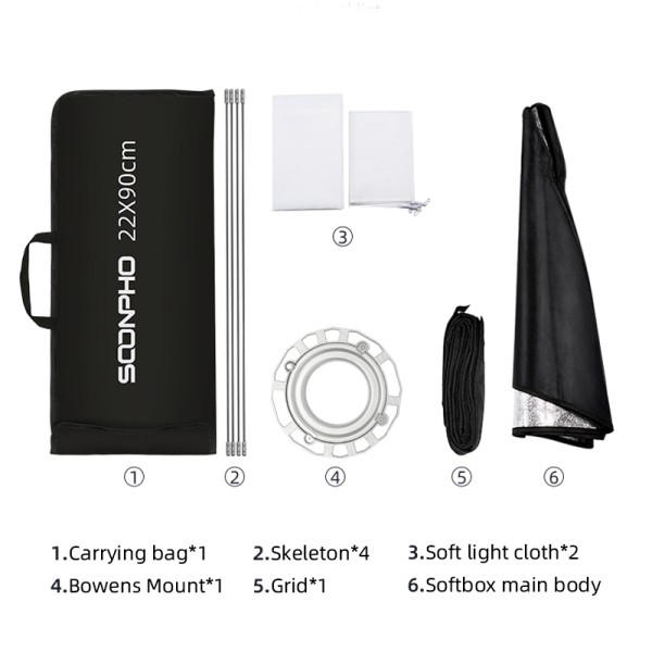 순포 22x90cm 직사각형 소프트박스 허니콤 그리드 반사판 (보웬스 마운트, 고독스 플래시 사진 조명용) 47,300원
