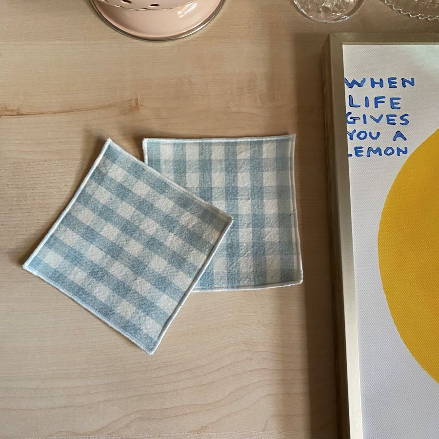 파스텔체크 패브릭코스터 컵받침 제작 4p, 민트, 1세트 9,500원