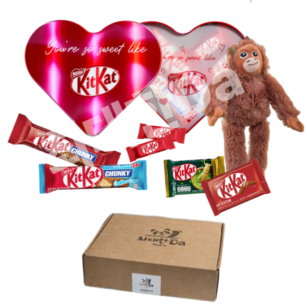 발렌타인데이 초콜릿 러브하트 틴케이스 세트 우랑오탄 인형 키링 포함 57,870원