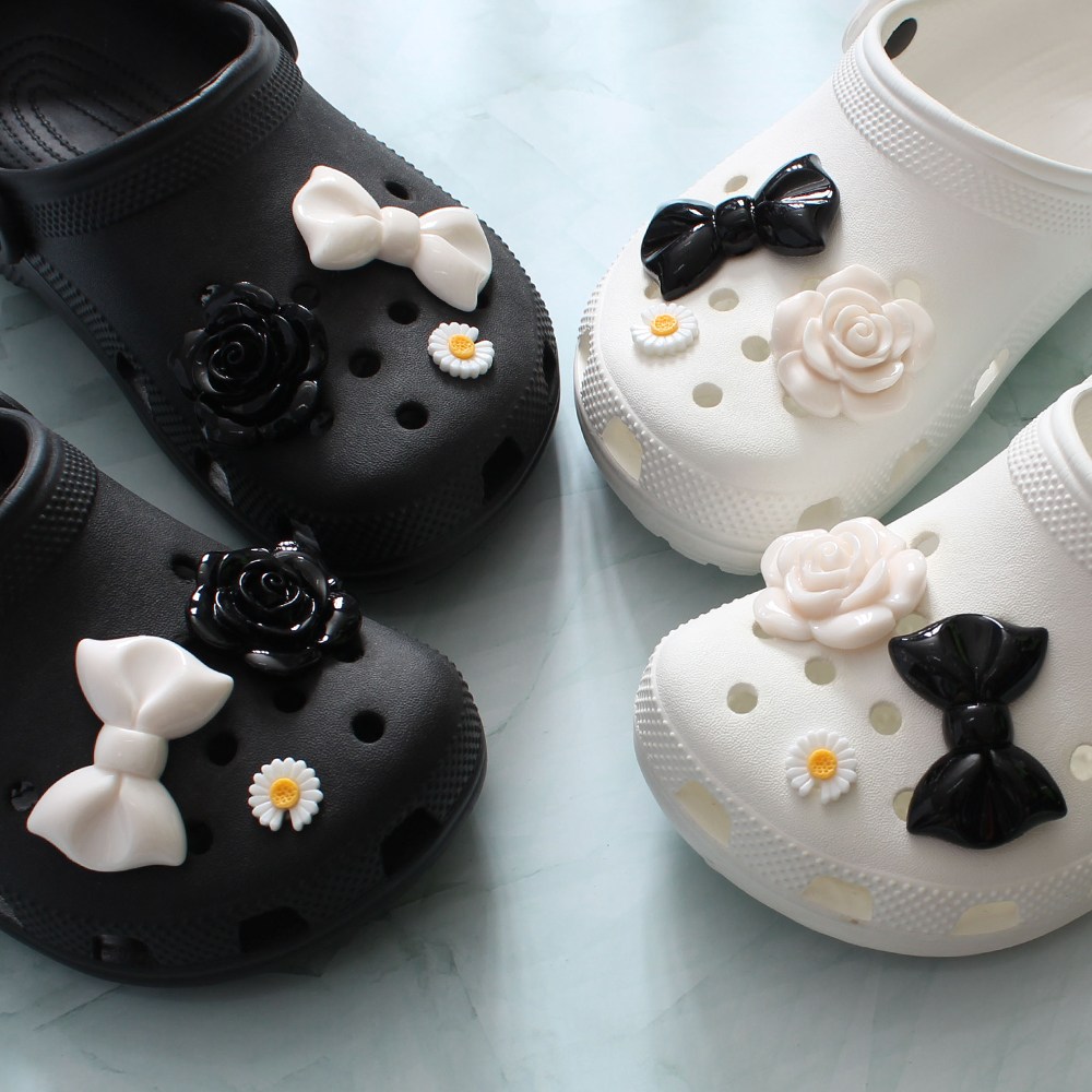 OK 신꾸 빅리본장미 6pcs 신발 파츠 세트 슬리퍼 실내화 꾸미기 악세사리 참 장식 11,900원