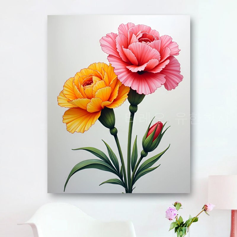 카네이션 보석십자수 캔버스형 세트 원형비즈 꽃십자수 DIY키트 40x50cm 3D 대형 재물 선물용 풍수 인테리어 취미생활추천 29,800원