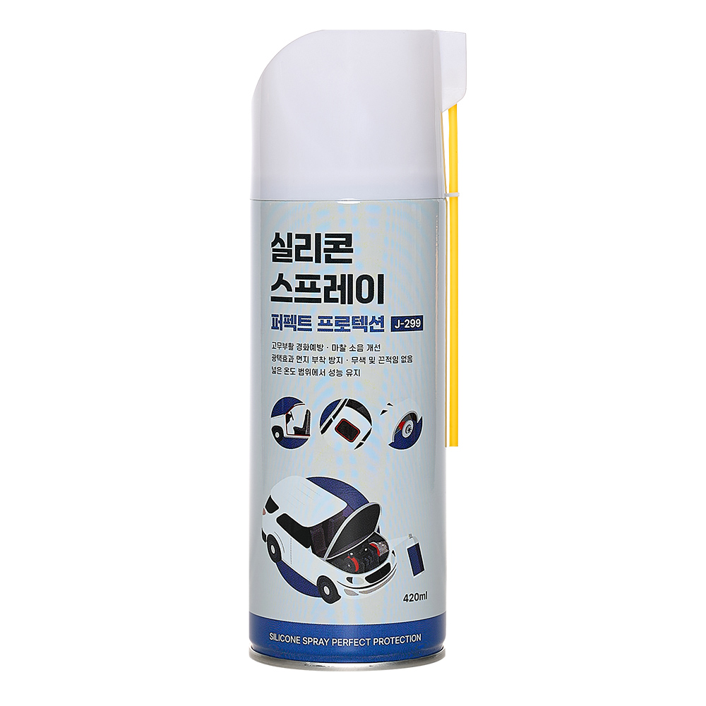 J-299 실리콘스프레이 퍼펙트 프로텍션 420ML 정우케미칼 고무보호제 플라스틱보호제 실리콘구리스 플라스틱복원제 실리콘 노즐 일체형 윤활제, 1개, 420ml 9,000원