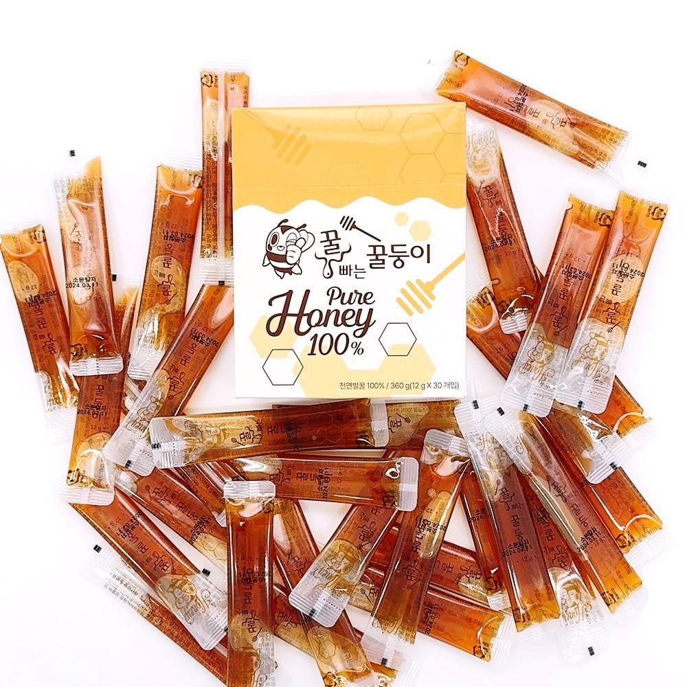 꿀송이팜 자연벌꿀100% 프리미엄 밤꿀스틱 12g x 30포 선물용 답례품 24,000원