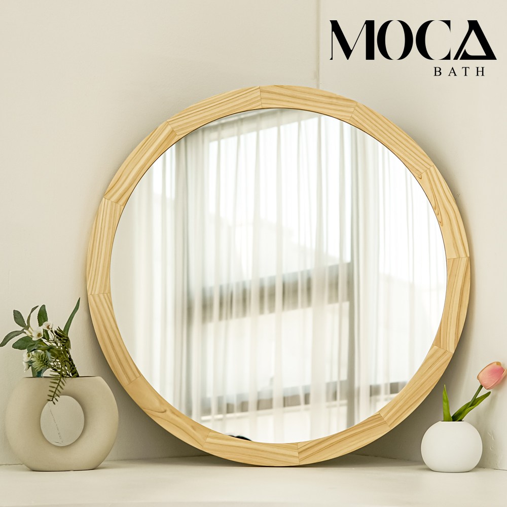 모카바스 편백 히노끼 화장대 인테리어 원형 거울 (600), 단일색상 133,000원