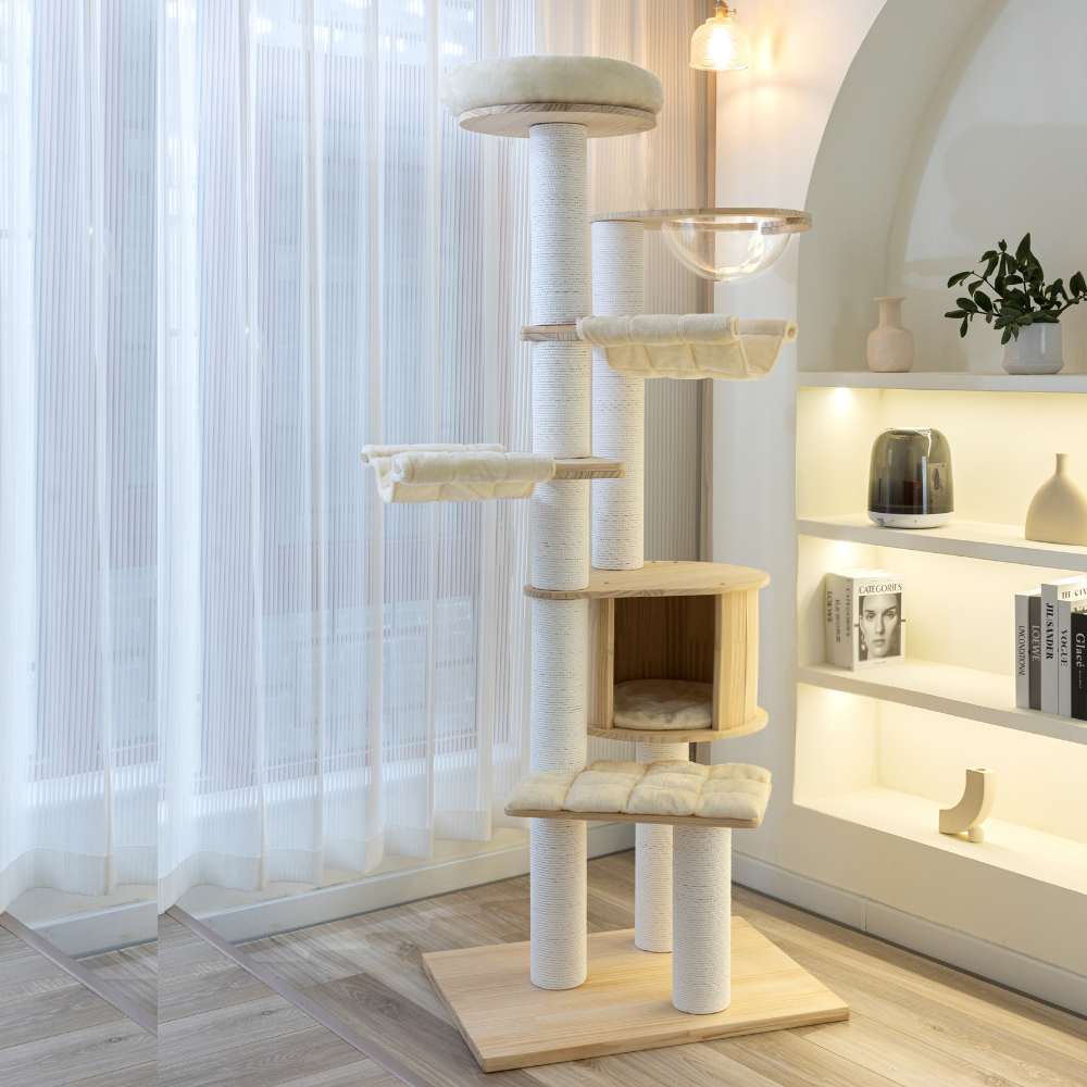 파파펫 고양이 원목 대 갤럭시 캣타워 7단 놀이터 EO 해먹 먼치킨 캣타워, 1개 209,790원