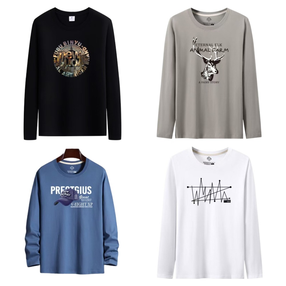 춘추 남성 1+1+1+1 빅사이즈 라운드 면 긴팔 루즈핏티셔츠 데일리룩 43,900원