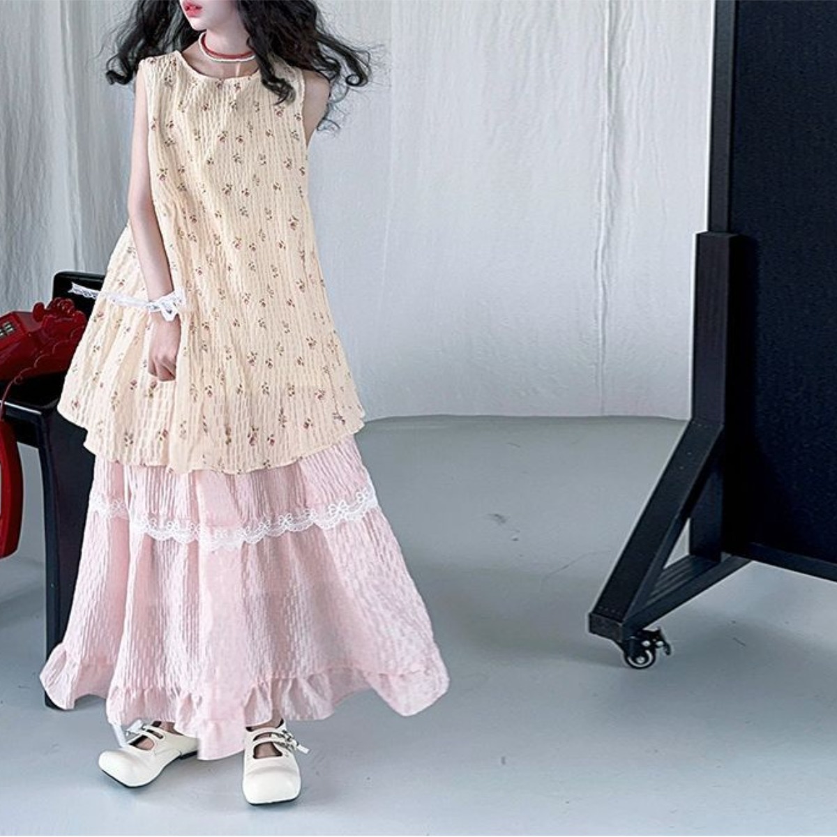 해피유통어린이 여름 민소매 플라워 상의와 레이어드 롱스커트 캐주얼 세트14세 이상XG03 43,260원