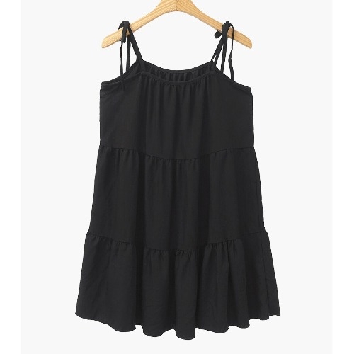 봄 여름 레이어드 주름 프릴 캐주얼 루즈 A 라인 서스펜더 드레스 원피스 30,000원