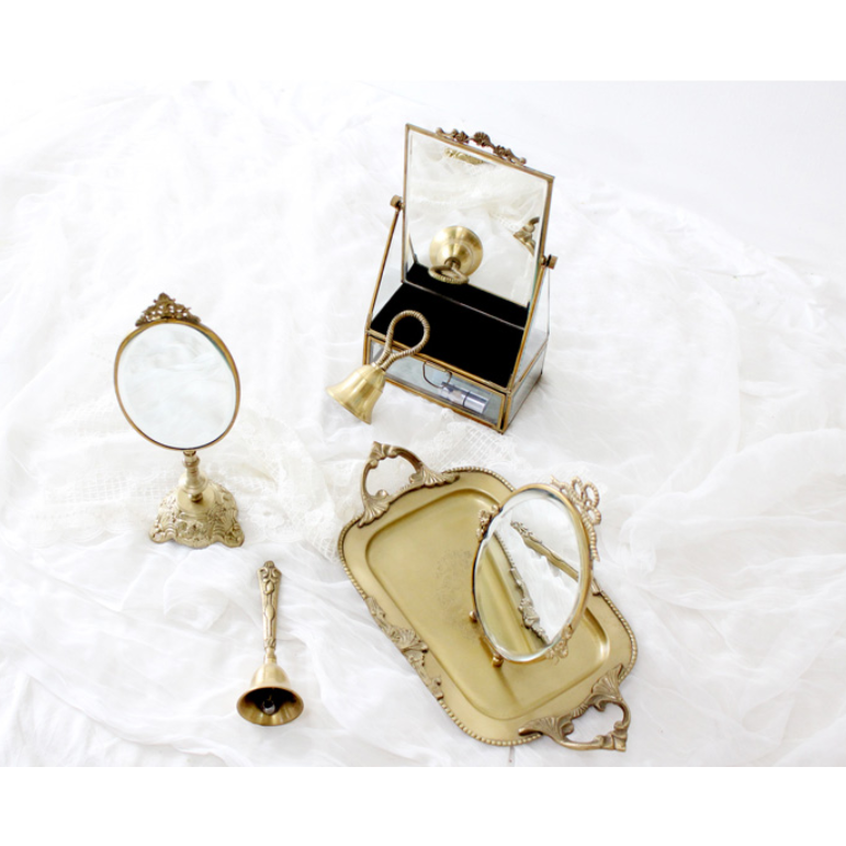 허니상점 고급 빈티지 엔틱 앤틱 골드 스탠드 탁상 인테리어 화장 거울 /4style 55,200원