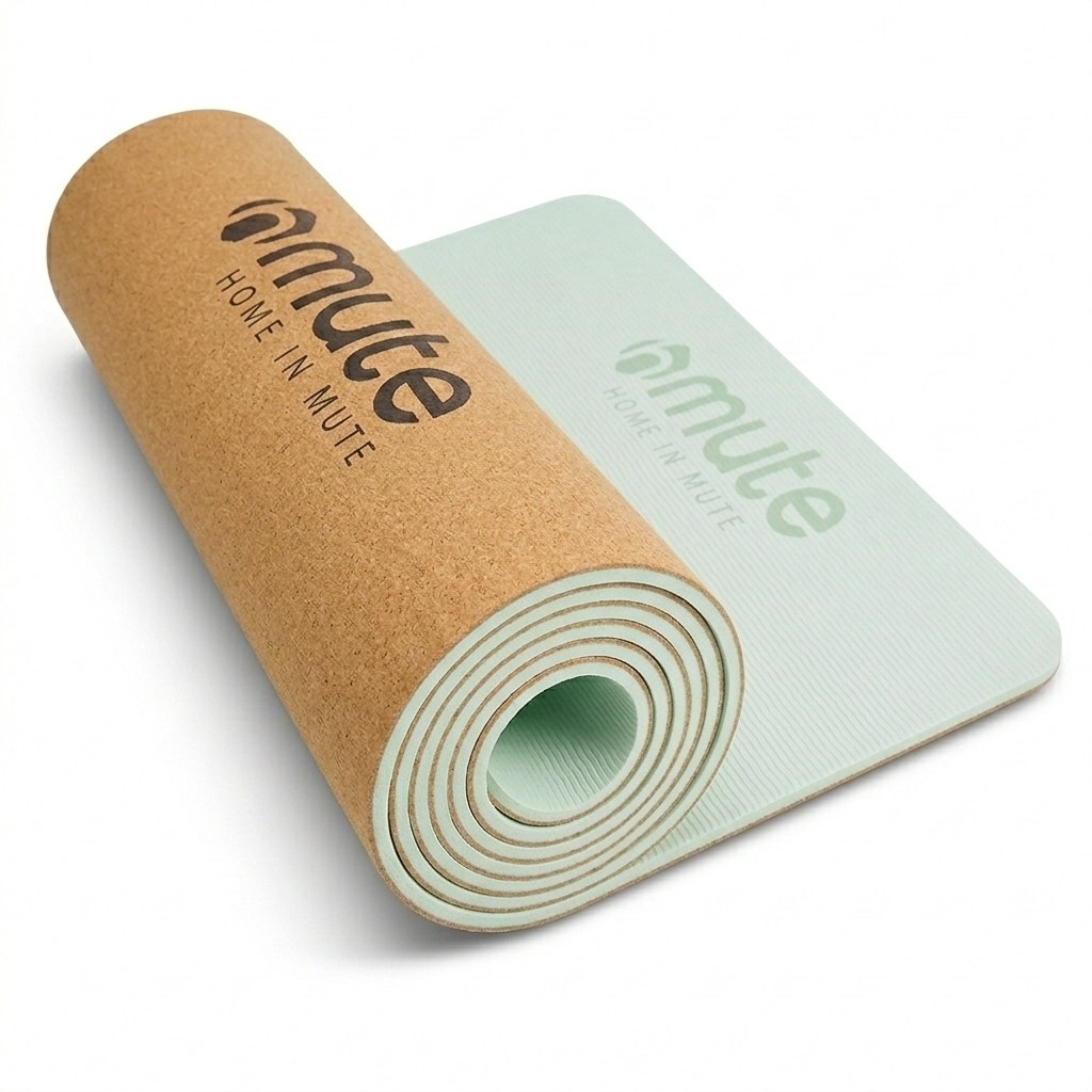 뮤트 요가매트 TPE 천연 코르크 두꺼운 미끄럼방지 필라테스매트, 그린, 1개, 현재가 31,900원