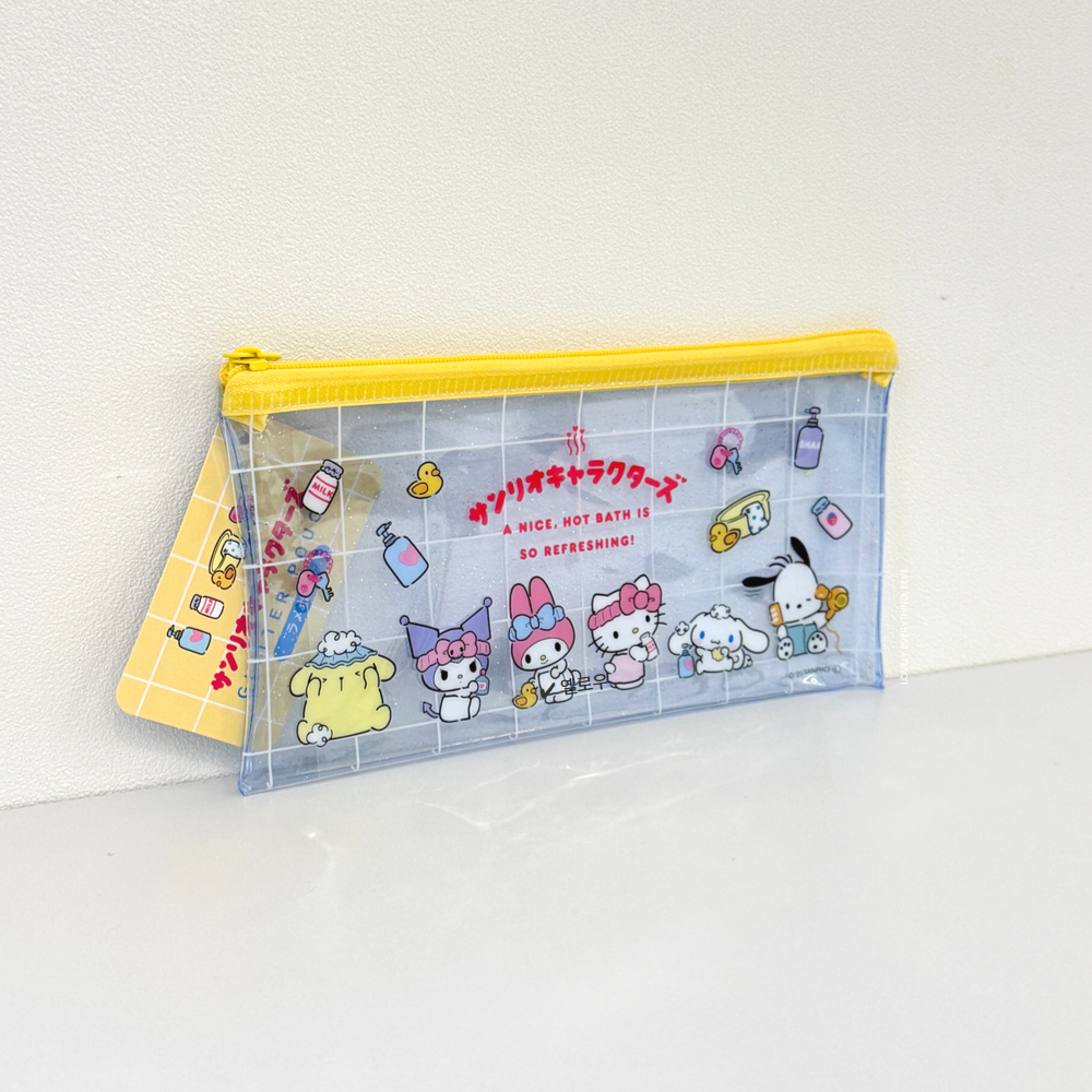 일본정품 산리오 캐릭터 글리터 투명 파우치 PVC 지퍼형 필기구 화장품 수납 2종택1 10,900원