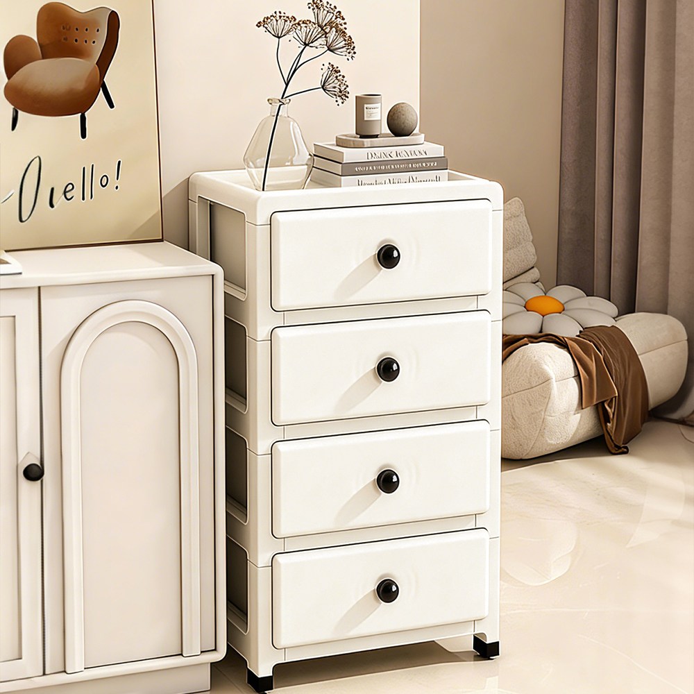 Mosashoe 서랍장 다용도 틈새 수납장 플라스틱 서랍장 침대협탁 3단 4단 5단, 4단, 아이보리 34,800원