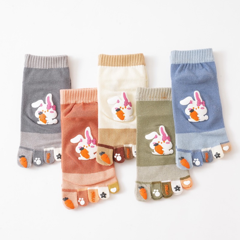 봄 여름 가을 여성발가락양말 당근 토끼 단목 발가락양말 5켤레세트 15,900원