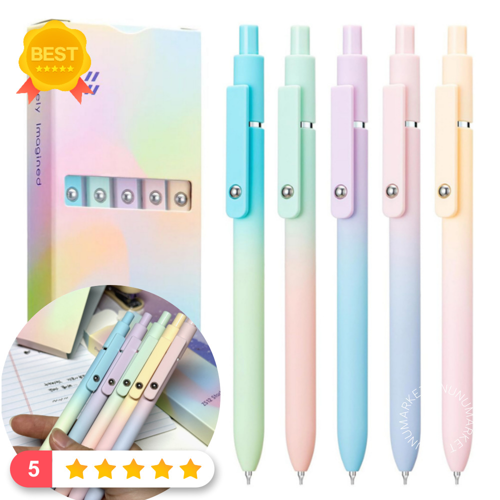 누누마켓 번지지 않는 퀵드라이 젤펜 볼펜 5pcs, 오로라, 1세트 10,240원