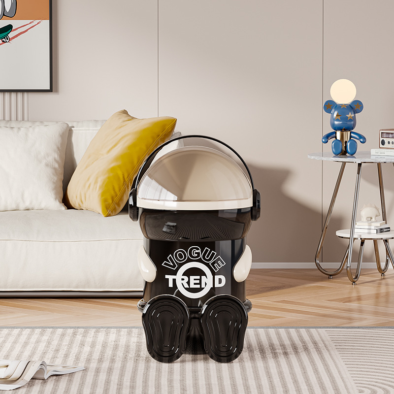 style dr 가정용 쓰레기통 귀여운 우주인 캐릭터 인테리어 쓰레기통 음식물쓰레기통 화장실 쓰레기통 주방 쓰레기통 침실 쓰레기통 자동센서휴지통, 앉은 자세 검정흰색 12,900원