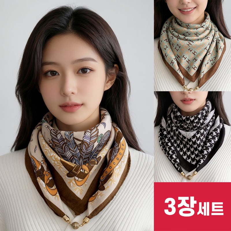 1+1+1 허블리 프리미엄 자석버클 쁘띠 사각 스카프 10,000원