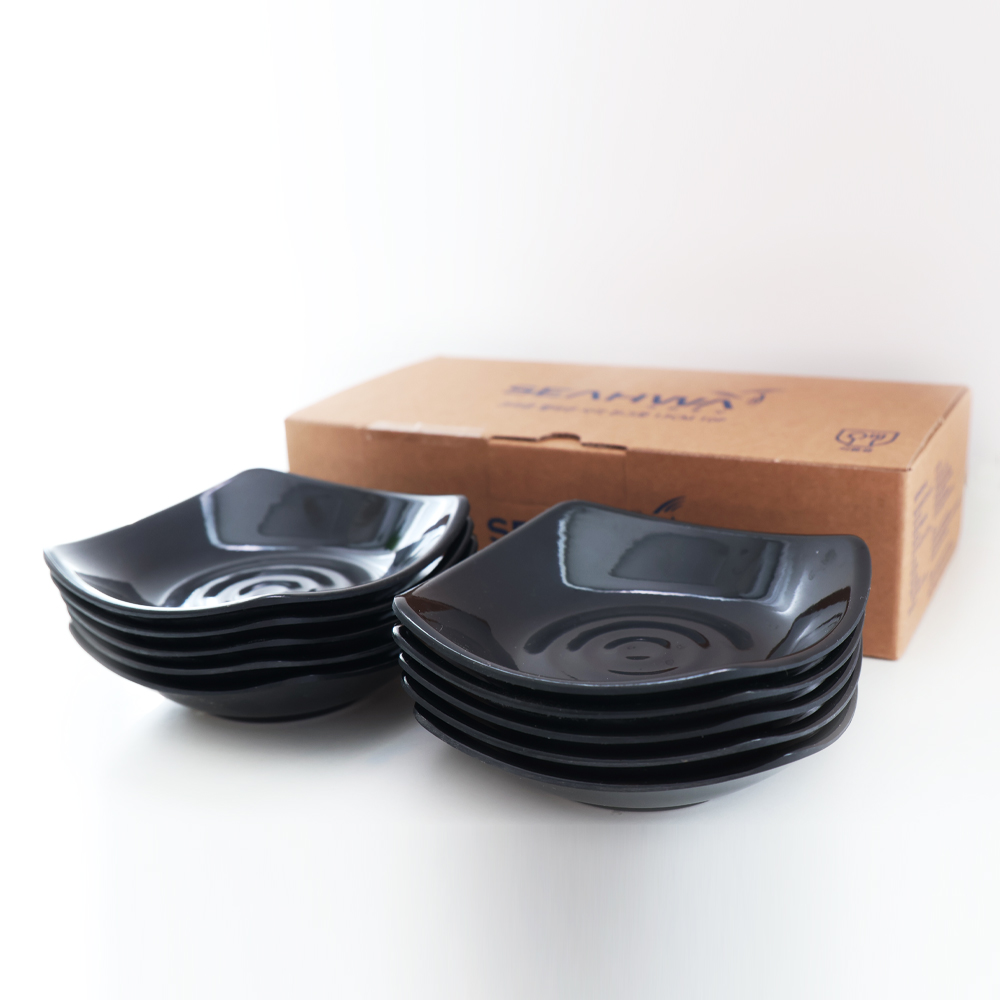 세화통상 크라운 멜라민 사각 찬그릇 13cm, 검정색 + 유광, 10개 49,280원