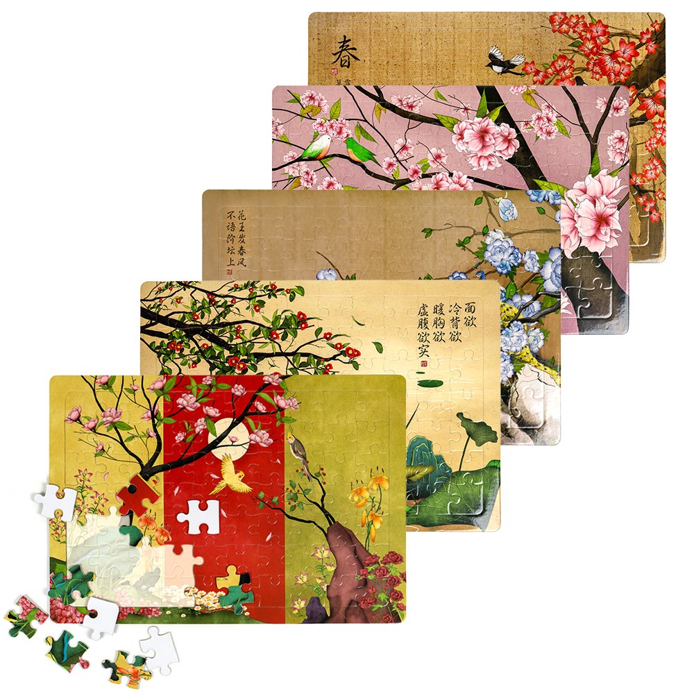 어르신용 민화퍼즐 새와 꽃그림세트 A3 70피스 치매예방 효도선물 전통화 인지교육 인지놀이, 1세트, 새와 꽃그림, 70피스 41,900원