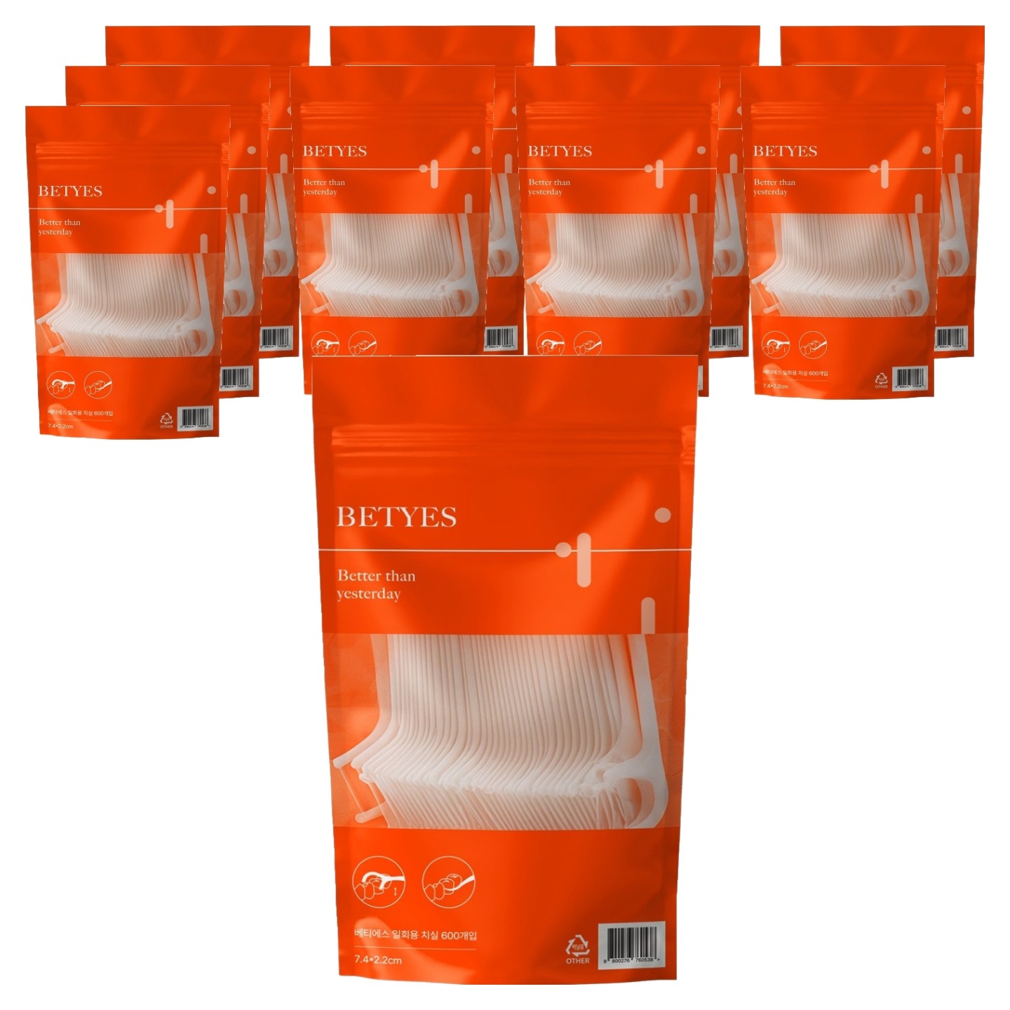 베티에스 일회용 치간 치실, 10개, 600개입, 7.4cm 79,600원