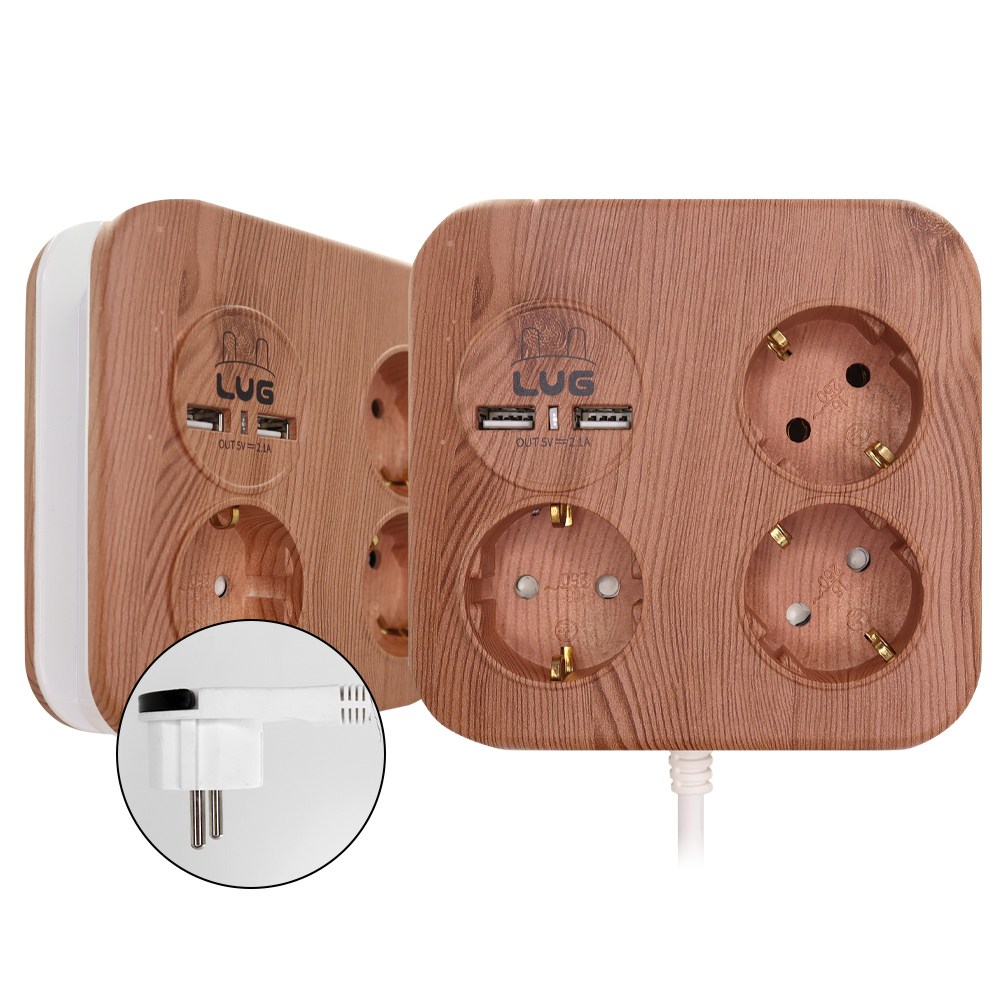 러그박스 사각큐브 3구 USB 2포트 납작멀티탭, 1개, 우드, 1.4m 21,900원