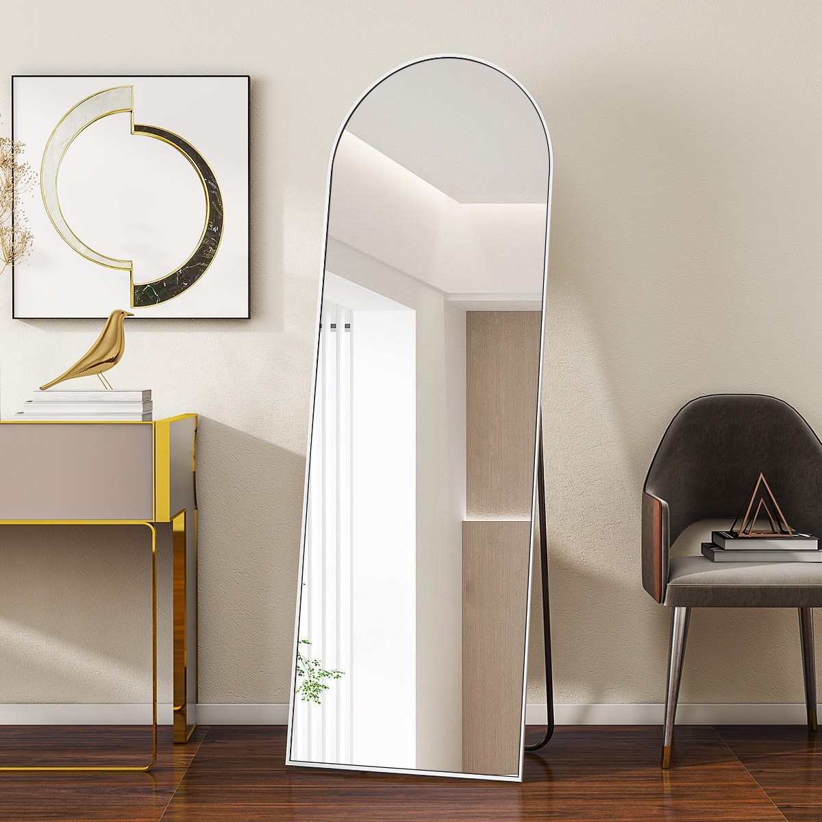 뷰티피크 3in1 스탠드 벽걸이 거치 아치형 전신거울 440 x 1460 mm, 화이트 109,900원