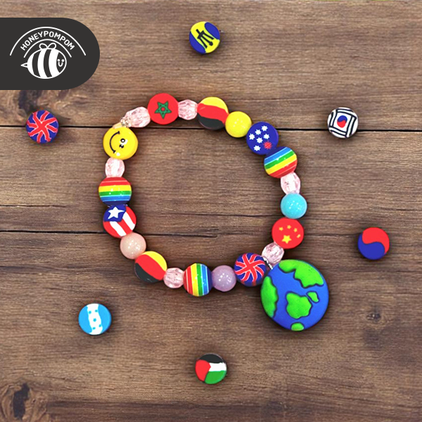 허니폼폼 세계 여러나라 국기 야광 팔찌, 1세트 2,500원