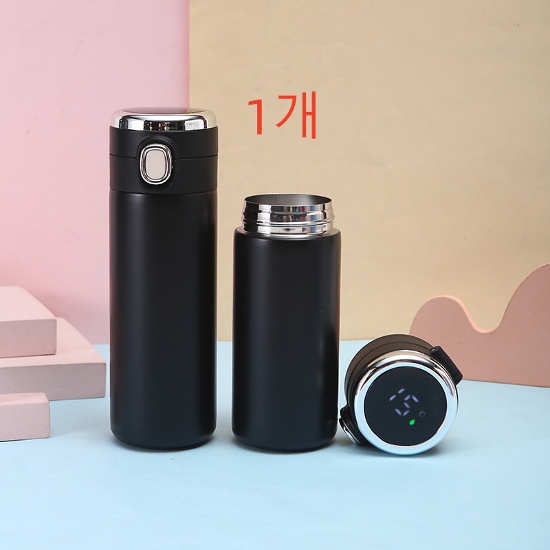 온도표시 원터치 304 스테인리스 스틸 진공 텀블러 스마트 물병 온도 표시 보온보냉, 1개, 420ml, 블랙 20,400원