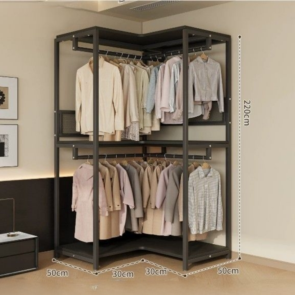 하일리 튼튼한 시스템 행거 조립식 수납 드레스룸 2단 철제 스탠드 대용량 원목 249,000원