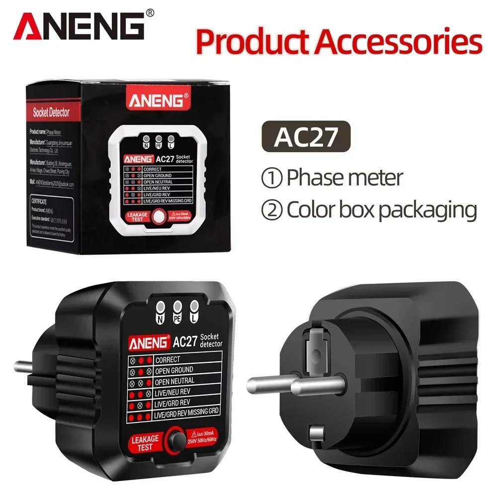 검전기 전기테스터 펜슬형 감전방지 회로탐지기 비접촉식 전압측정기 작업공구 ANENG 소켓 테스터 미국 EU 플러그 극성 위상 디지털 DisplayDetector AC28AC27 전 10,600원
