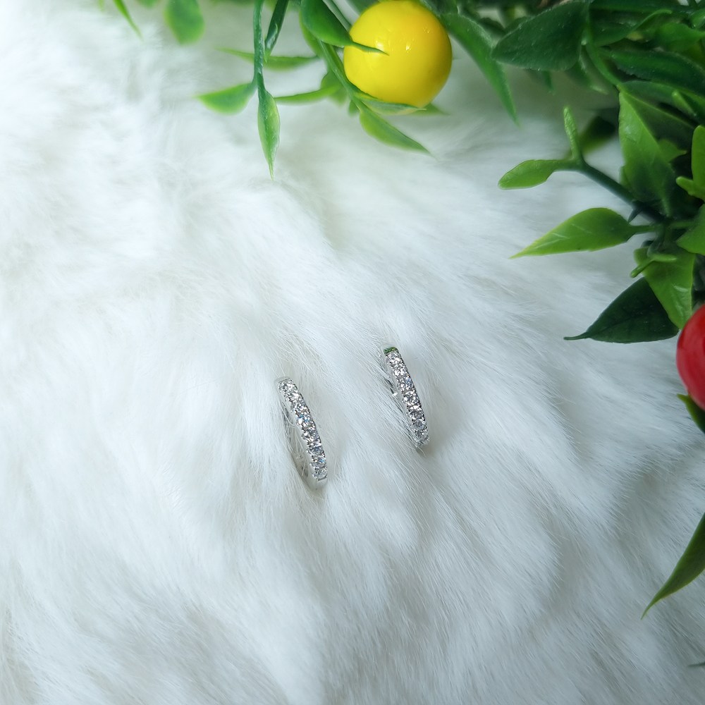 네쥬, 실버925 모이사나이트 랩그로운 데일리 심플 깔끔한 원터치 링 귀걸이 116,100원