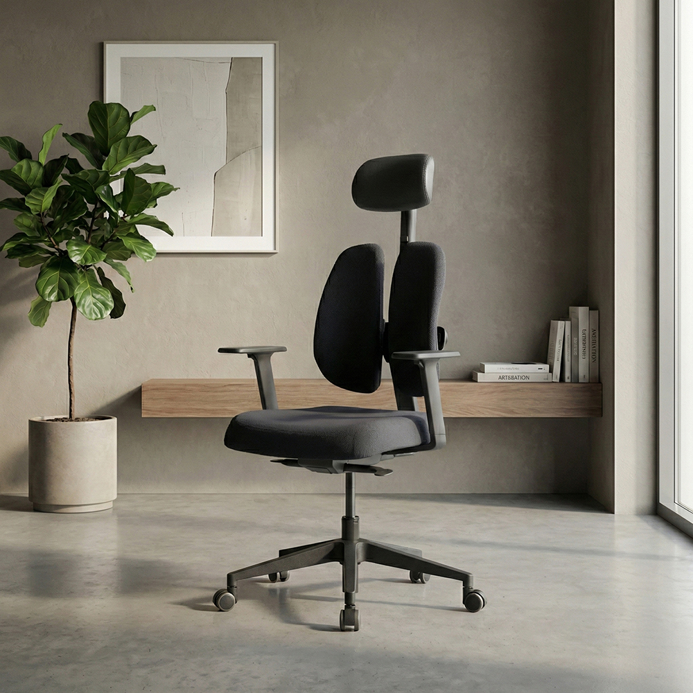 듀오백 골드 사무용 컴퓨터 책상 의자 D2500G-AS, 블랙 254,000원