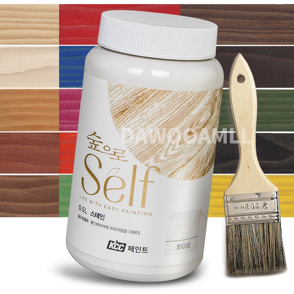 다우몰 수성 스테인 목재페인트 KCC숲으로 셀프스테인 + 2인치붓, 1개 9,500원